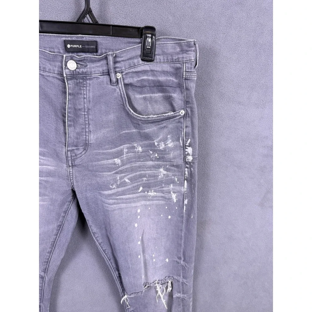 Purple‎ Brand Mens Jeans 36x34 Denim Distressed Low Rise Slim Fit P001 Designer